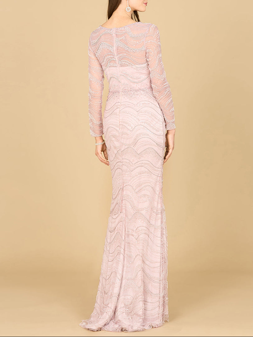 Long Sleeve Lace Fitted Gown