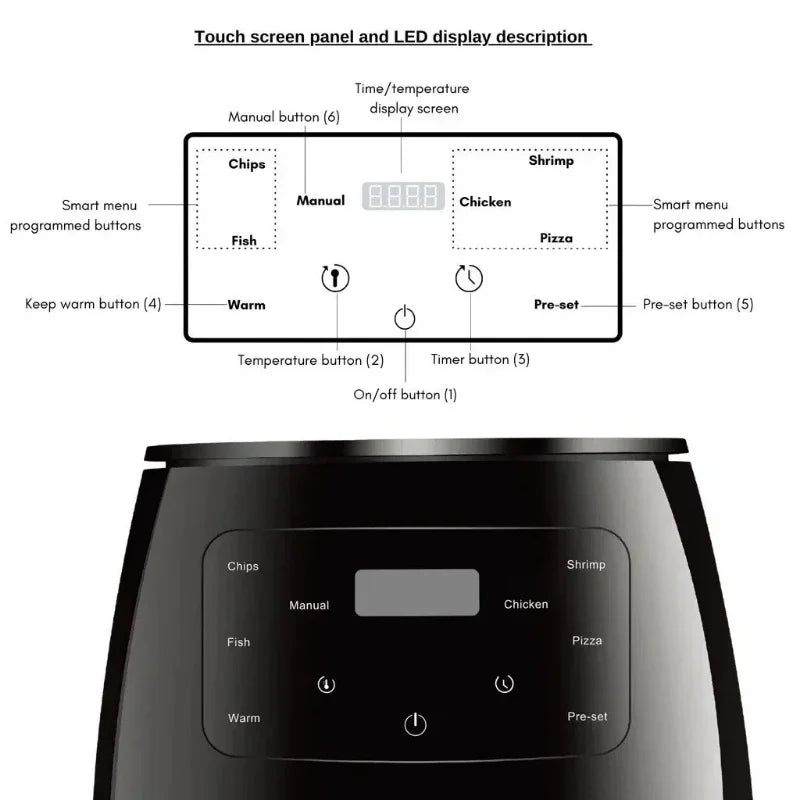 Compact 6L Air Fryer with Touch Screen — Multi-Function Home Oven
