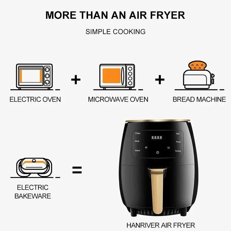 Compact 6L Air Fryer with Touch Screen — Multi-Function Home Oven