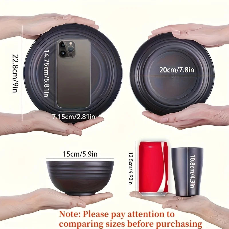 16-Piece Unbreakable Dinnerware Set — Plates, Bowls & Cups | Microwave & Dishwasher Safe